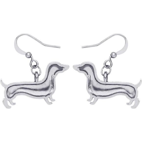 Enamel Alloy Dachshund Dog Earrings - Cute Dangle Drop Fashion Jewelry for Women - Picture 5 of 8